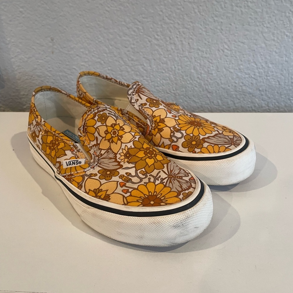 Yellow Floral and Mushroom Vans